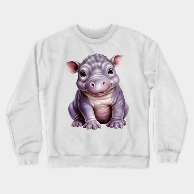 Baby Hippo Crewneck Sweatshirt by Chromatic Fusion Studio